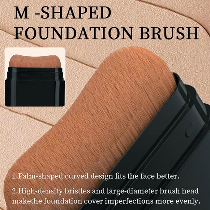 Foundation Stick, 2 in 1 Dual-Ended Long-Lasting Concealer Korean Foundation Contour Stick, Waterproof Contouring foundation with Brush, Full Coverage Matte Finish for Face Makeup(04#WHEAT)