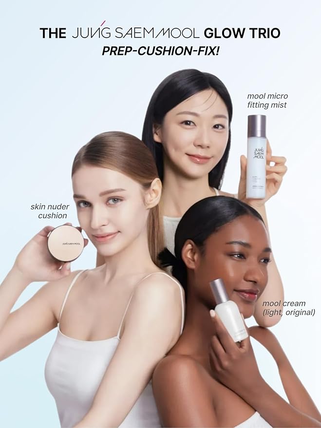 JUNG SAEM MOOL Essential Skin Nuder Cushion | Natural Finish, Buildable Coverage Cushion Foundation by Korean Makeup Artist (Refill Not Included, 0.49 Fl Oz), 19N N-Light