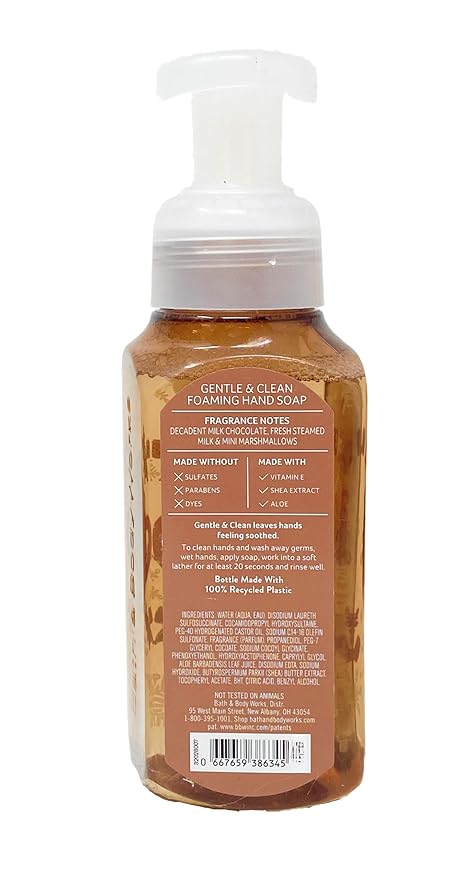 Bath & Body Works Hot Cocoa & Cream - 3 of Pack Gentle & Clean Foaming Hand Soap Bundle with a Natural Oats Sample Soap