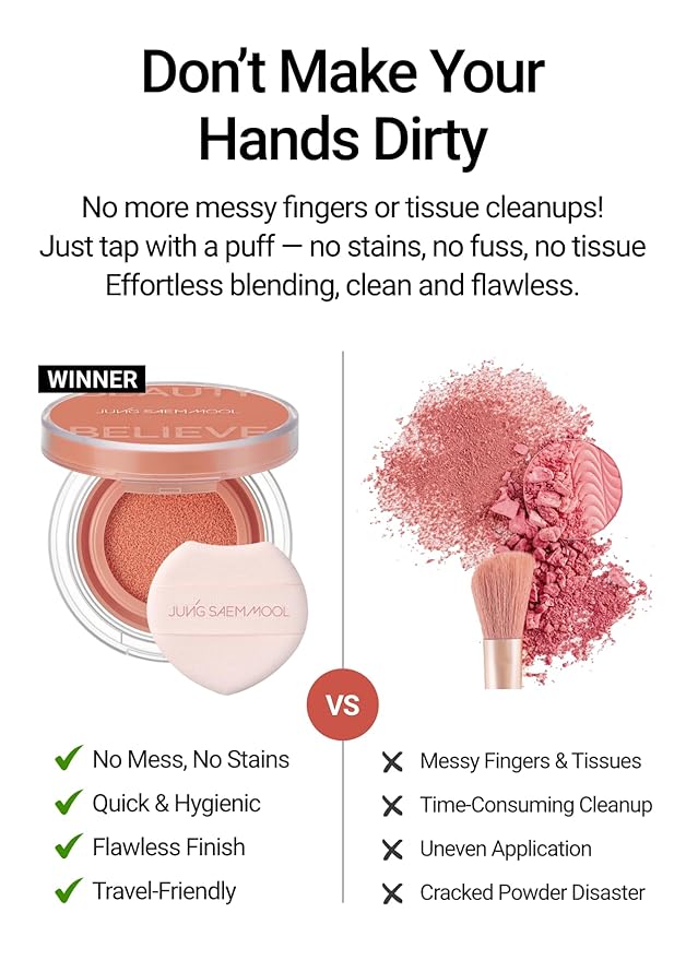 JUNG SAEM MOOL Artist Cushion Blush | Easy to Blend with Puff, Buildable Liquid Blush for Cheeks with a Natural & Dewy Finish, Korean Makeup (Dewy | Bubbly Pink)