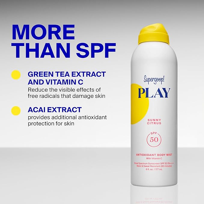 Supergoop! PLAY SPF 30 Antioxidant Body Mist w/Vitamin C - 6 fl oz - Broad Spectrum Sunscreen Spray - Great for Active Days