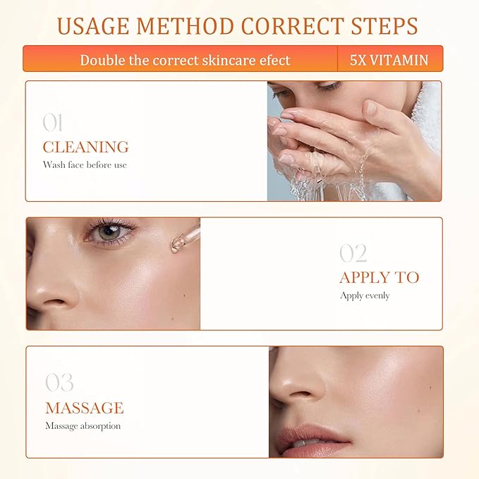 5X Vitamin C Serum for Face 30ml,Hydrating Face Essence,Hyaluronic Acid, Centella For Dull Facial Skin,Uneven Tone,Fine Lines,Pores, Dry Skin, Morning & Evening Skincare Women Gift