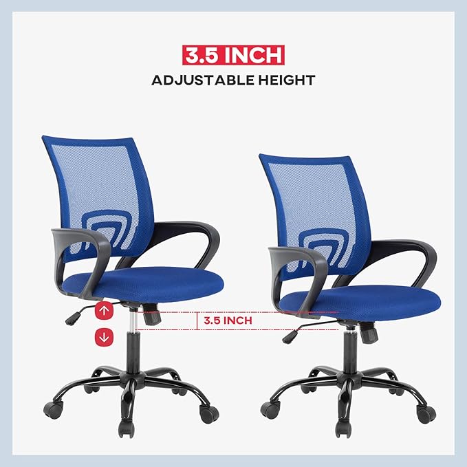Ergonomic Office Desk Mesh Computer Chair - Modern Executive Adjustable Task Rolling Swivel Seat With Back Support for Women, Men (2 Pack)