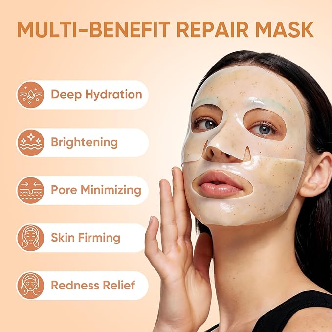 Rice Deep Collagen Face Mask, 38g x 8 EA, Moisturizing and Hydrating Overnight Facial Mask, Contains Ceramide & Collagen for Glass Glow Skin, Korean Skincare