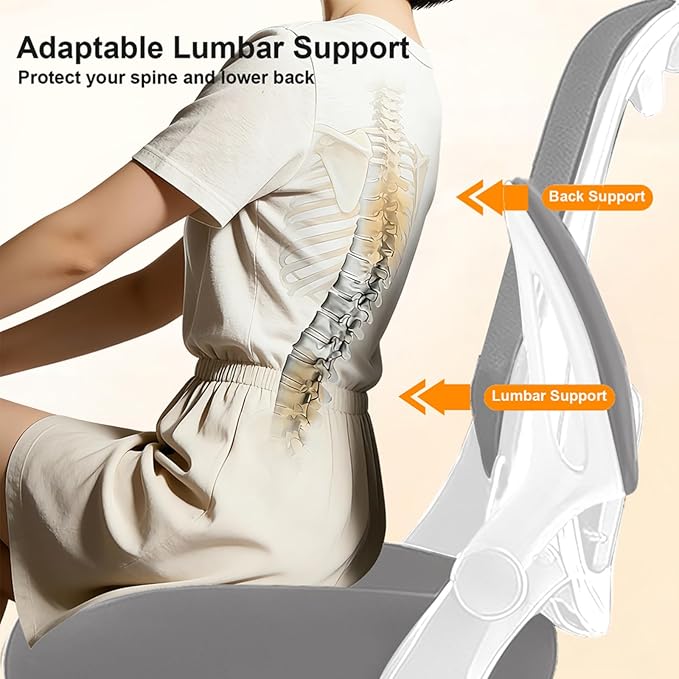 Office Chair, Ergonomic Breathable Mesh Chair,Flip-Up Arms and Adjustable High Back Lumbar Support,Comfy Computer Chair for Home Office (Grey, 407)