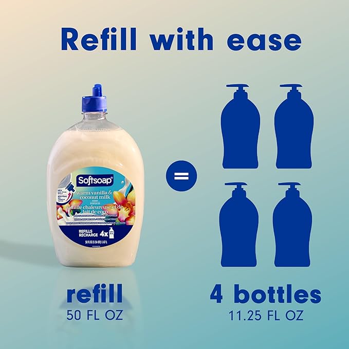 Softsoap Moisturizing Liquid Hand Soap, Warm Vanilla and Coconut Milk, 50 oz Refill (Pack of 2)