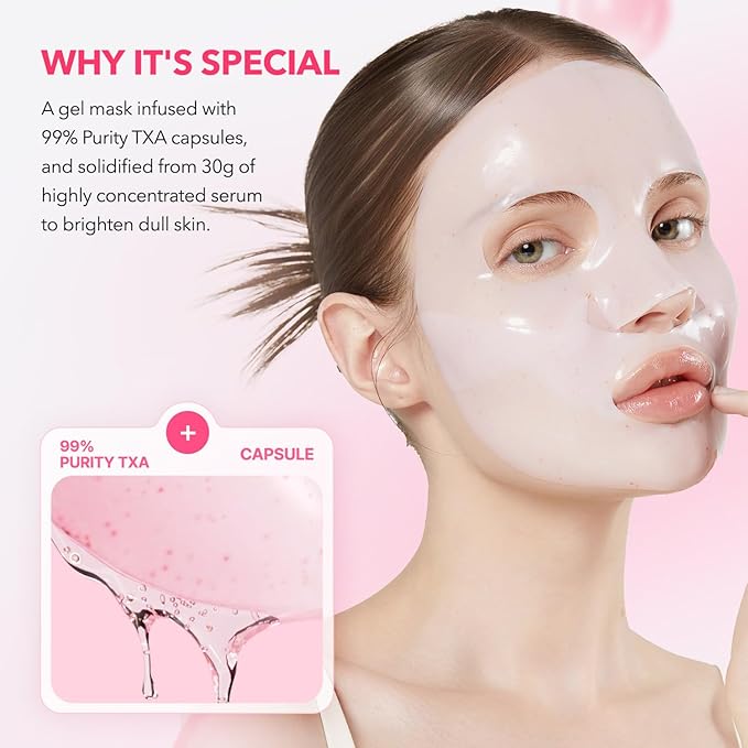 APRILSKIN TXA Glass Skincare Trio: TXA Niacinamide Toning Shot 99 Spicule Facial Serum, TXA Niacinamide 99 Pink Milky Toner and TXA Pink Capsule Gel Mask(4ea)