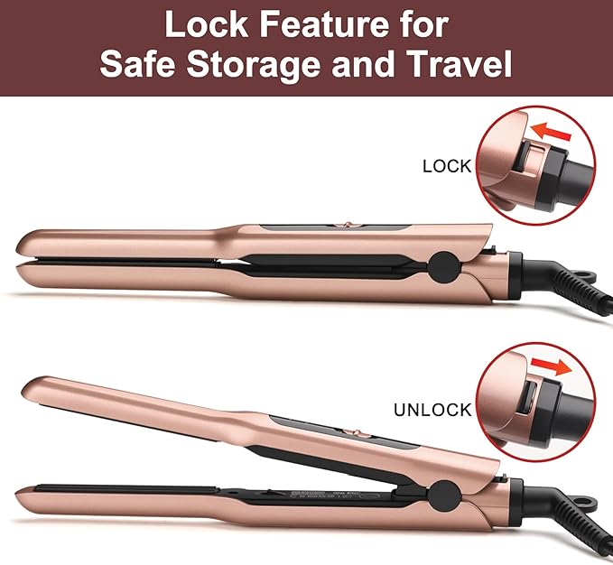 JAETON Small Flat Iron 3/10" Mini Hair Straightener for Short Hair Curling Iron for Edges,Mini Straightener for Travel,Fast Heat Up,Dual Voltage,Ceramic Tourmaline