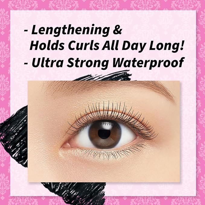 HEROINE MAKE by KISSME Mascara Black Volume and Length | Waterproof Mascara by Defining Fiber for Long and Curl Eye Makeup for Women, Made in Japan, Black, 2 EA