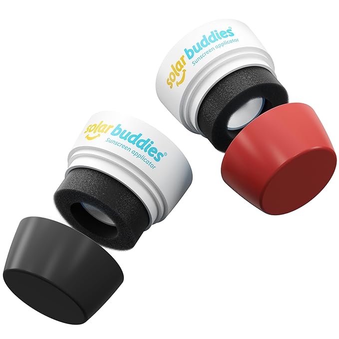 Solar Buddies Replacement Duo Heads with Spare Lids – Compatible with the refillable kids’ sunscreen applicator – Holds 100ml/3.4 fl oz (NOT a full unit). (Red/Black)