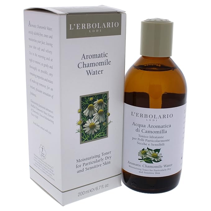 L'Erbolario Aromatic Chamomile Water – Alcohol-Free Face Moisturizer Toner for Dry and Sensitive Skin - Toner for Face to Remove Impurities - 6.7 oz