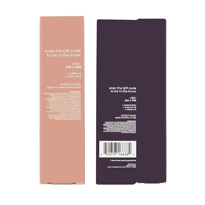ITK Skincare Gift Set - Aloe Vera Under Eye Stick + Shea Butter Lip Balm Duo to Reduce Eye Puffiness and Soothe Chapped Lips with Vitamin E - Hydrates Dry Lips and Eyes - Travel Skincare Set