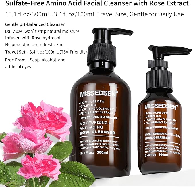 Rose Water Face Toner, Moisturizing & Anti-Aging for All Skin Types (13.4Fl oz)