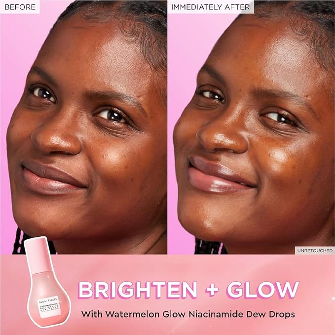 Glow Recipe Watermelon Glow Niacinamide Dew Drops Brightening Serum (40 ml) + PHA + BHA Face Toner (40 ml) + Blueberry Bounce 3-in-1 Foaming Double Cleanser, Makeup Remover & Clarifying Mask (30 ml)