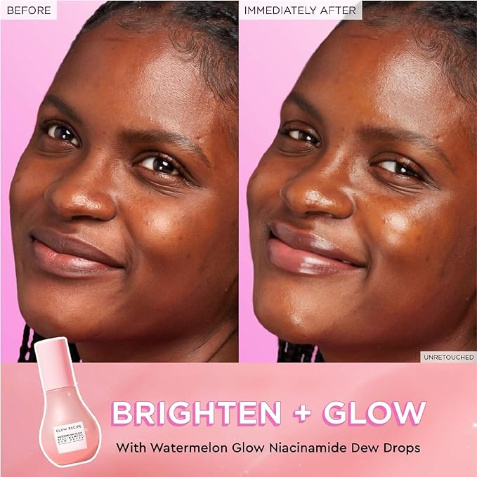 Glow Recipe Niacinamide Dew Drops Facial Serum & Illuminating Makeup Primer (40 ml) + Mini Watermelon Glow PHA + BHA Facial Toner & Pore Minimizer with Hyaluronic Acid (40 ml)