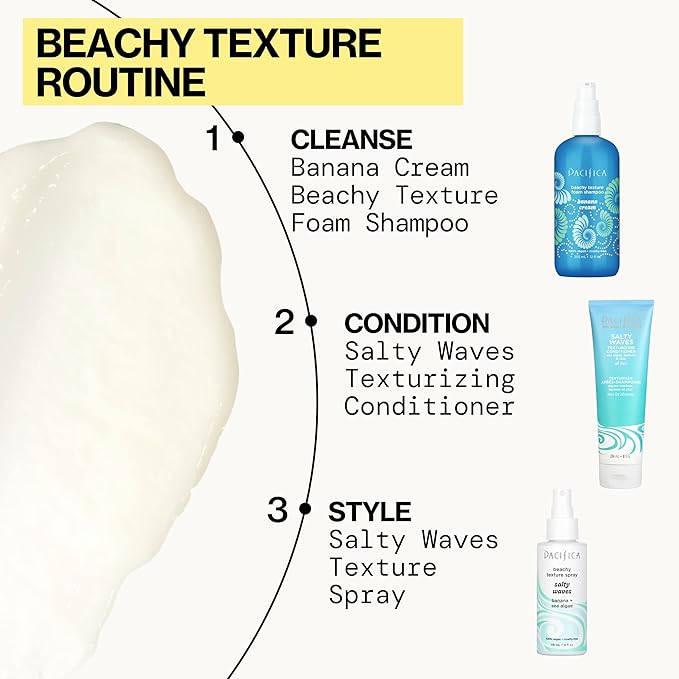 Pacifica Beauty Conditioner, Salty Waves Texturizing and Moisturizing, 8 Fl Oz, Banana Scent, For All Hair Types, Vitamin B + Vitamin E, Vegan & Cruelty Free