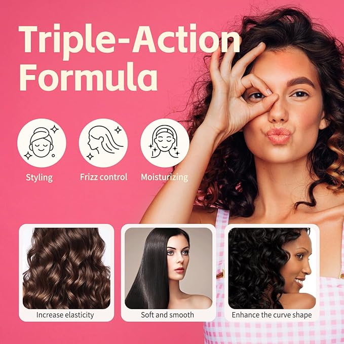 Cactus Fruit 3-In-1 Styling Cream - Smooth Styles, Prep Shiny Blowouts, Defines Curls (5.07 oz.), No Chemical Flavors Fly Away Hair Tamer.