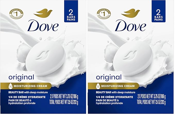 Dove Beauty Bar Gentle Skin Cleanser Moisturizing for Gentle Soft Skin Care Original Made With 1/4 Moisturizing Cream 3.75 oz 2 Bars, Pack of 24