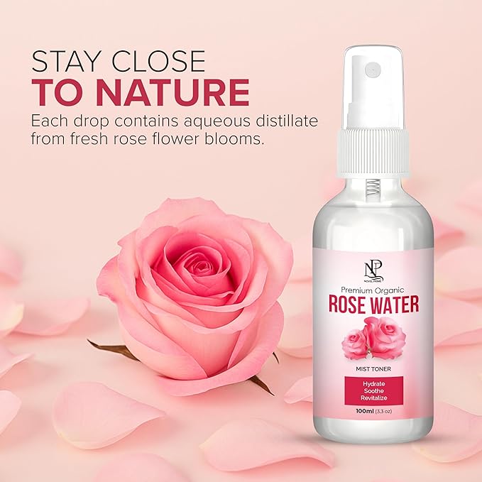 Organic Rose Water for Face (100ml) Refreshing Rose Water Spray for Hair Cleansing and Face Soothing| Pure Hydrating Face Toner Mist for All Skin Types (Pack of 1)