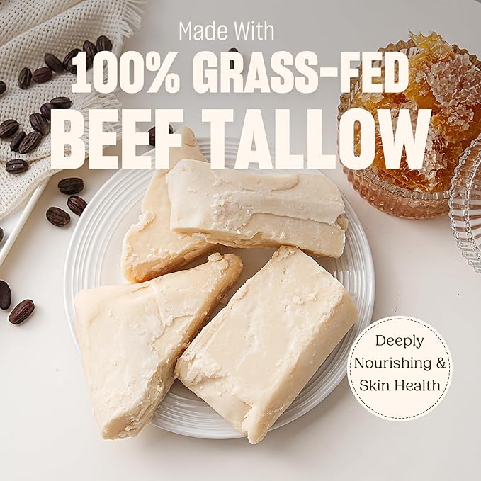 Whipped Beef Tallow for Skin – 100% Grass-Fed Handmade Cream Moisturizer for Face & Body, Natural with Honey, Shea Butter, Jojoba Oil, Non-Greasy, Nourishing for Men, Women, Kids, 4 Oz (Lavender)