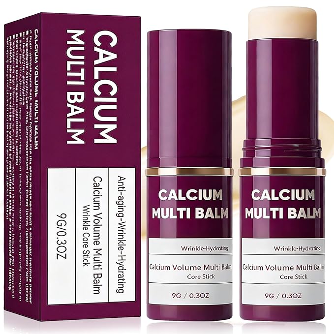 Calcium Volume Multi Balm for Wrinkles,Korean Collagen Firming & Hydrating Calcium Multi Balm Stick with Vitamin D & Shea Butter,Supports Skin Barrier for Eyes,Face & Neck (0.32 Fl Oz (Pack of 2))