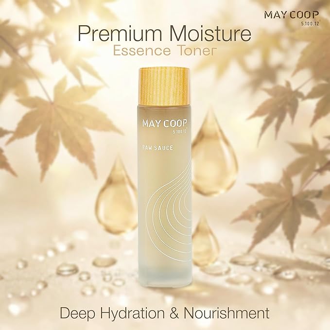 May Coop Raw Sauce Moisture Essence Toner | Korean Hydrating Face Toner for Dry & Sensitive Skin | Rice Water, Centella Asiatica & Birch Bark | Fast-Absorbing Skincare Formula, 1.35 fl. oz.