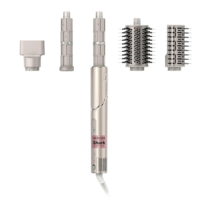 Shark FlexStyle Air Styling & Drying System, Powerful Hair Dryer Brush & Multi-Styler with Auto-Wrap Curlers, Paddle Brush, Oval Brush, Concentrator Attachment, Stone, HD430