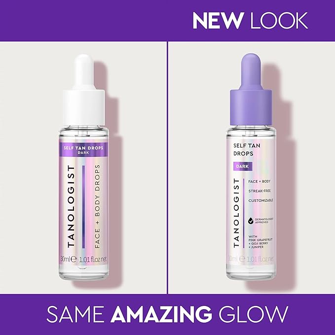 Tanologist Dark Self Tan Drops, Streak-Free Body & Face Tanning Drops, No Fake Tan Smell, For Moisturizer & Lotion, Bronzing Face Tanner, Skincare Ingredients, Vegan, 1.01 fl. oz/30 ml Bottle