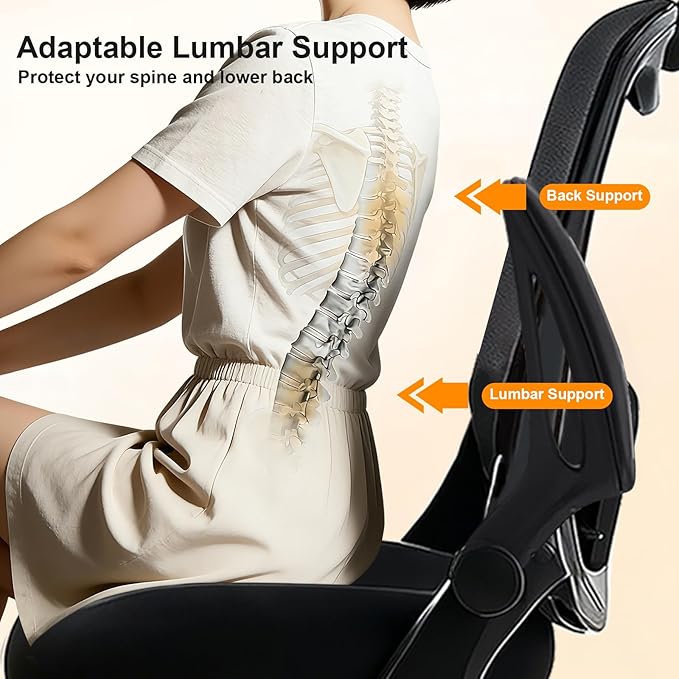 Office Chair, Ergonomic Breathable Mesh,Flip-Up Arms and Adjustable High Back Lumbar Support,Comfy Computer Chair for Home Office (Black, 407)