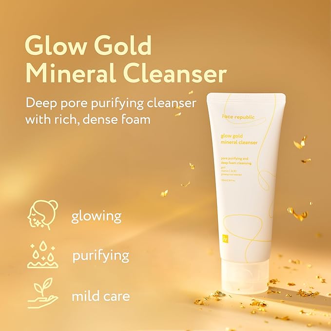 Face Republic Glow Prep Routine - Glow Gold Mineral Cleanser + Vita Glow Niacin Toner | Combination skin, Korean Skin care