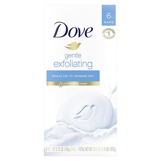 Dove Beauty Bar for Softer Skin Gentle Exfoliating More Moisturizing Than Bar Soap 3.75 oz 6 Bars