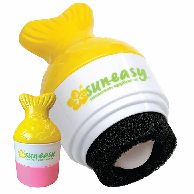 Sun-Easy Sunscreen Applicator, Refillable Roll-On with Sponge for Kids and Babies, Fun, Fast and Mess-Free application, Holds 80 ml, Fish/Pink Cap