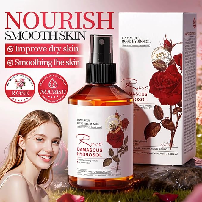 Hydrating Rose Water Face Mist Spray for Face & Hair - Rosewater Facial Toner for Refreshing, Conditioning, Soothing, Moisturizing, Nourishing, Daily Moisturizing Facial Mist for Dry & Sensitive Skin