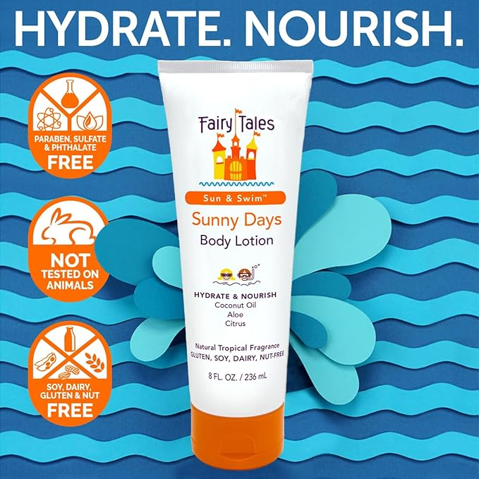Fairy Tales Sun & Swim After Sun Lotion with Aloe for Kids | After Sun Care Lotion, Hydrate and Nourish with Coconut Oil and Aloe - 8 oz