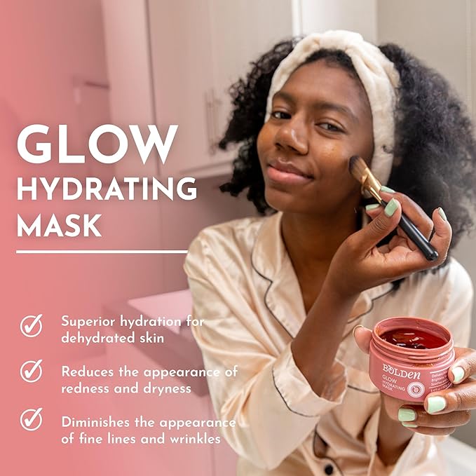 BOLDEN Face Care Pack of 3 Bundle – Hydrating Glow Mask with Hyaluronic Acid, Skin Toner with Glycolic Acid & Niacinamide, and Brightening Face Moisturizer with Vitamin C & SPF 30