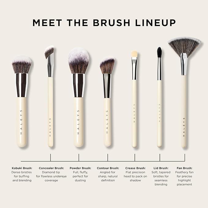 HALEYS Beauty Powder Makeup Brush, Soft Face Brush for Loose & Pressed Powder, Seamless Blending with Streak Free Finish, Make Up Essentials, Vegan & Cruelty Free