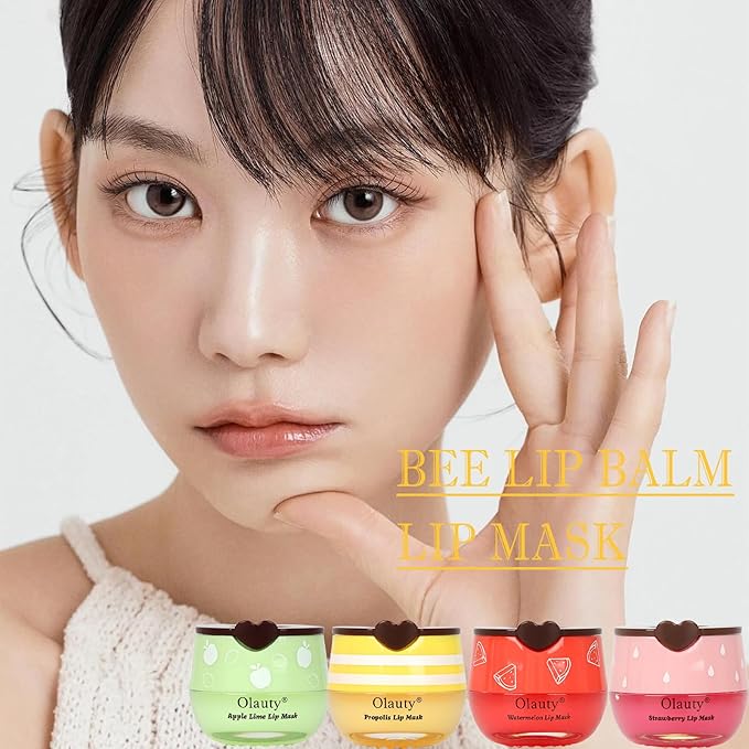6 PCS Bee Lip Balm Lip Mask Honey Pot, Mothers Day Gifts, Honey Balm Lip Mask Overnight Moisturizing Lip Balm,Sleeping Lip mask Prevention Dry,Teacher Appreciation Gifts,Easter Basket Stuffers