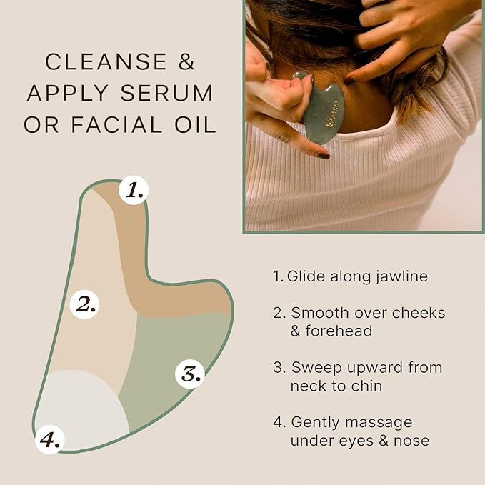 Beauty by Earth Jade Gua Sha Facial Tools - Face Sculpting & Massager Tool for Lymphatic Drainage & Jawline Sculpting, Guasha Tool for Face, Eye Depuffer Skin Care Tools