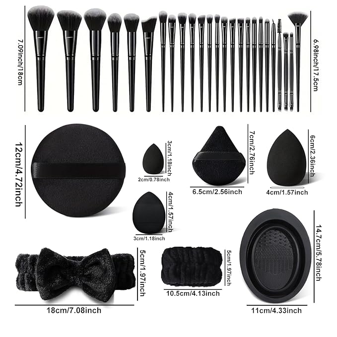 HGHDBT 51Pcs Black Makeup Brushes Set Professional Makeup Kit Multi-functional Makeup Tool Set with Facial Makeup Accessories, Foundation Makeup Brush Kit Eye and Face Make up Brushes & Tools