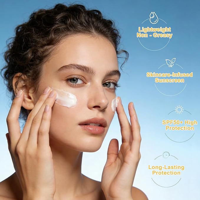 10 Pack Travel Size Sunscreen SPF50+ PA+++ - Mini Sunscreen Bulk for Face & Body, Lightweight & Non-Greasy, Water-Resistant Sunscreen Packets for Outdoor Sports & Party Favors, 0.28 OZ/Pack