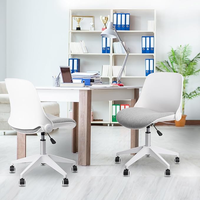 CLATINA Office Foldable Desk Chair with Wheels Adjustable Swivel Rolling Task Chair for Home Offiice Computer 2 Pack