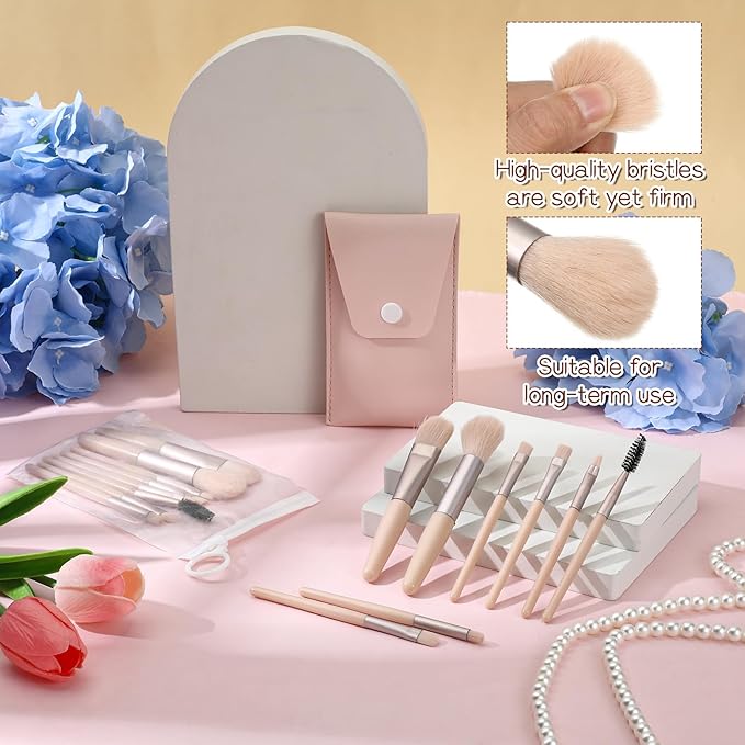 16 Sets Travel Makeup Brush Set, Synthetic Makeup Brushes with Case, Mini Travel Brush Set with Bag, Mini Face Make up Brushes for Wedding Bridal Shower Favors Party Souvenirs