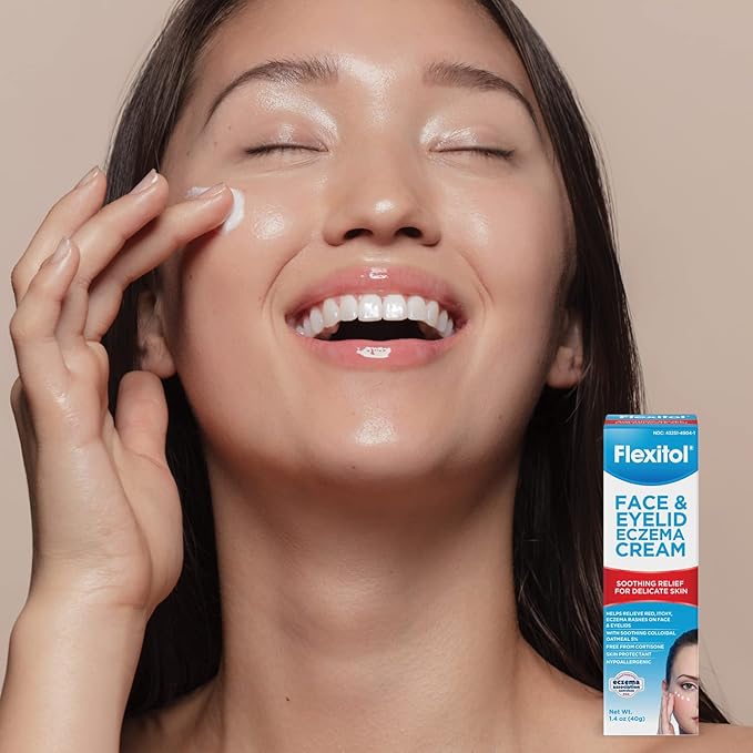 Flexitol Face and Eyelid Eczema Cream for Sensitive Skin, 5% Colloidal Oatmeal, Soothing Eye Treatment for Eczema and Dermatitis, Hydrating Non-Greasy Ointment for Dry, Itchy Skin, 1.4 oz