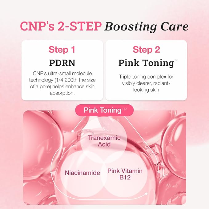 CNP Pink Toning™ Toner, PDRN + Tranexamic Acid Toner for Face, Salmon DNA, Niacinamide, for Glass Skin, Korean Skincare, 6.7 fl. oz.