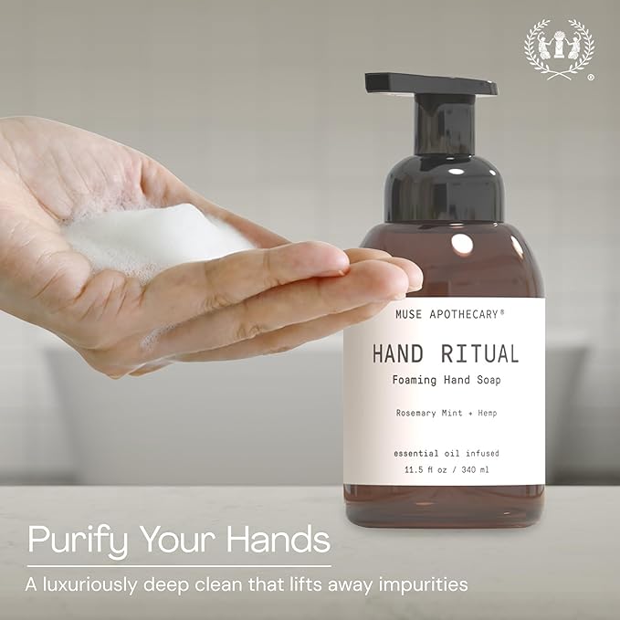 Muse Apothecary Hand Ritual - Aromatic and Nourishing Foaming Hand Soap, Infused with Aromatherapy Essential Oils - USDA Certified Biobased - 11.5 oz, Tonka Bean + Amber + Warm Cedarwood
