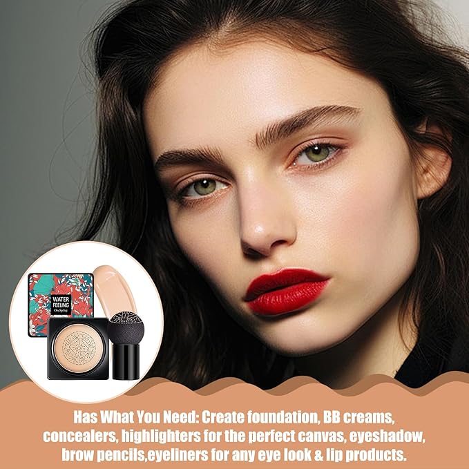 Mushroom Head Air Cushion BB Cream, Concealer Lasting Nude Makeup Moisturizing Brightening Pigment CC Liquid Foundation