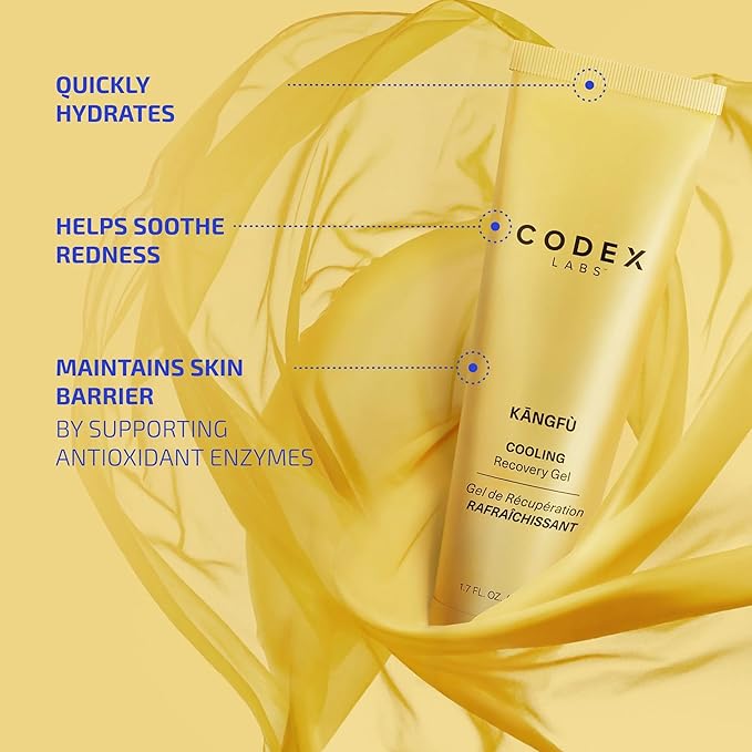 Codex Labs KANGFU Cooling Recovery Gel – Aloe Vera Gel for Sunburn Relief & After Sun Care, Hydrating Cooling Gel with Hyaluronic Acid for Skin Repair, Soothing Gel for Face & Body