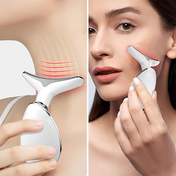 7 in 1 Face Massager Tool, Red Light Therapy for Face and Neck, Red Light Therapy Wand, Face Lift Device for Skin Care, White