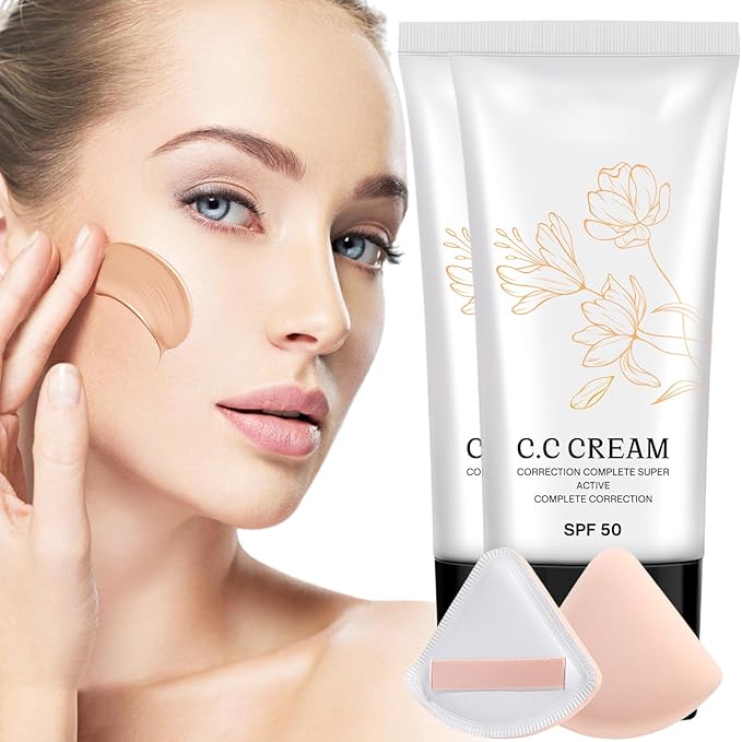 Korean CC Cream with SPF 50 for Older Women, Korean Color Changing CC Cream Self Adjusting for Mature Skin, CC Cream Color Correcting Moisturizing Make-Up Base & Foundation (2)