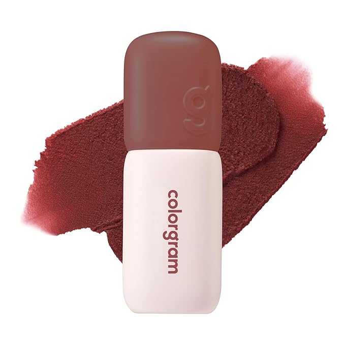 COLORGRAM NUDE BLUR TINT 13 BURNT MARRON | K-Beauty Makeup, Soft-Focus Matte Lip Stain, 2-in-1 Lip & Cheek